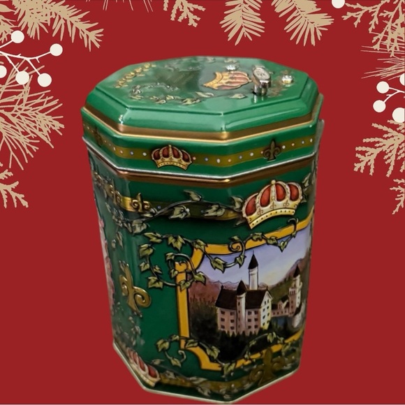 Stieffenhofer Music Box Cookie Tin Green Canister -Germany 2007 - Picture 6 of 8